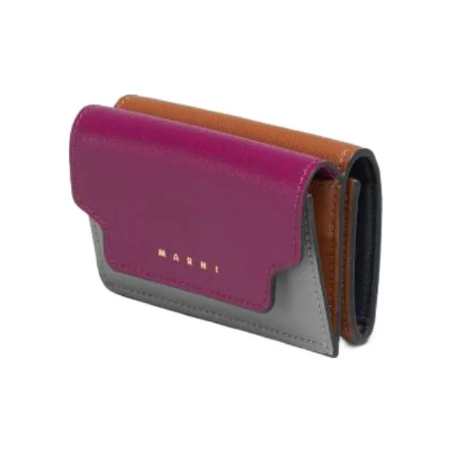 MARNI Calfskin Wallet Women's Plum-3