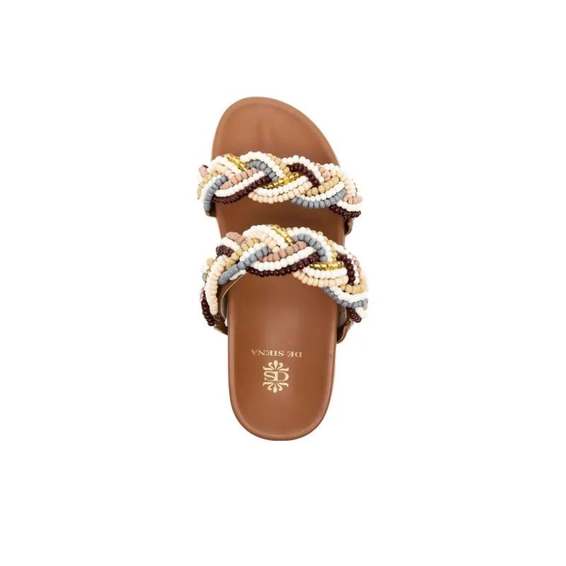 De Siena SHOES Bead-embellished Leather Slides-2