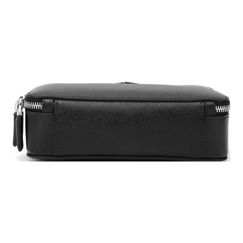 PRADA Leather Handbag Shoulder Bags Men's Black-4
