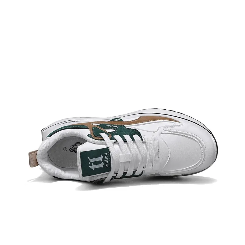 Tonlion Cushioning Anti Slip And Wear Resistant Low Top Casual Shoes Men's White Green-2