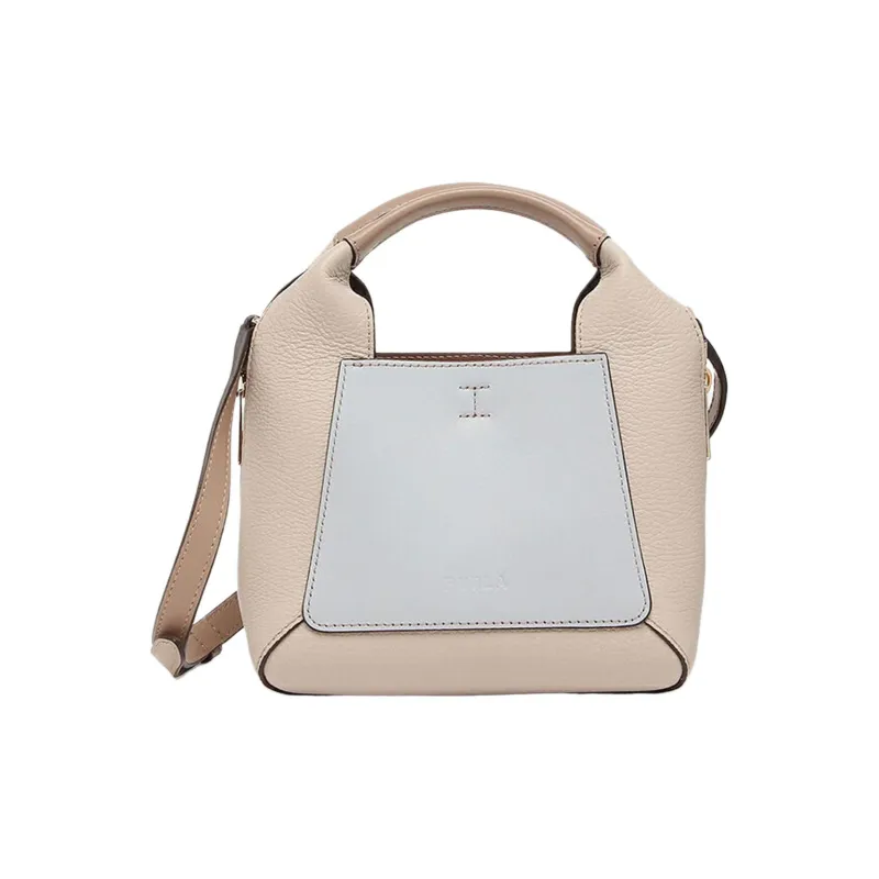 Furla Leather Tote Bag Shopping Bag Portable Crossbody Bag Shoulder Bag Mini Women's Beige Blue-1