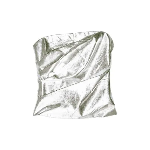 ZARA Strapless Tops Women's Silver