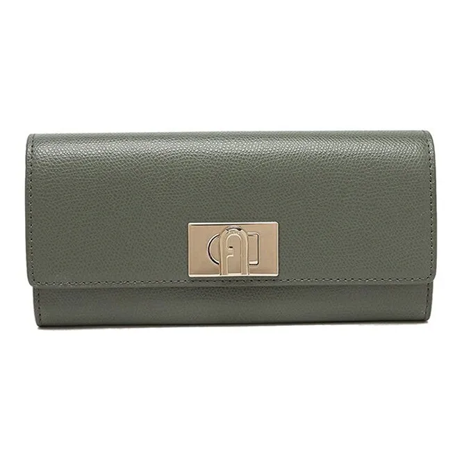 Furla Leather Long Wallet Women's Cactus Green-0