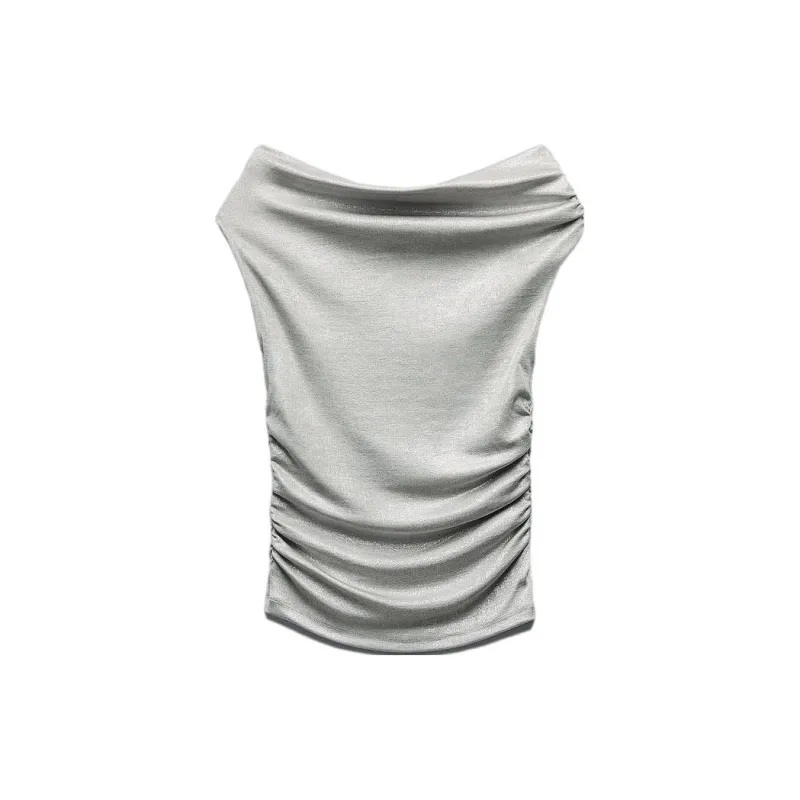 ZARA T-Shirts Women's Silver-1