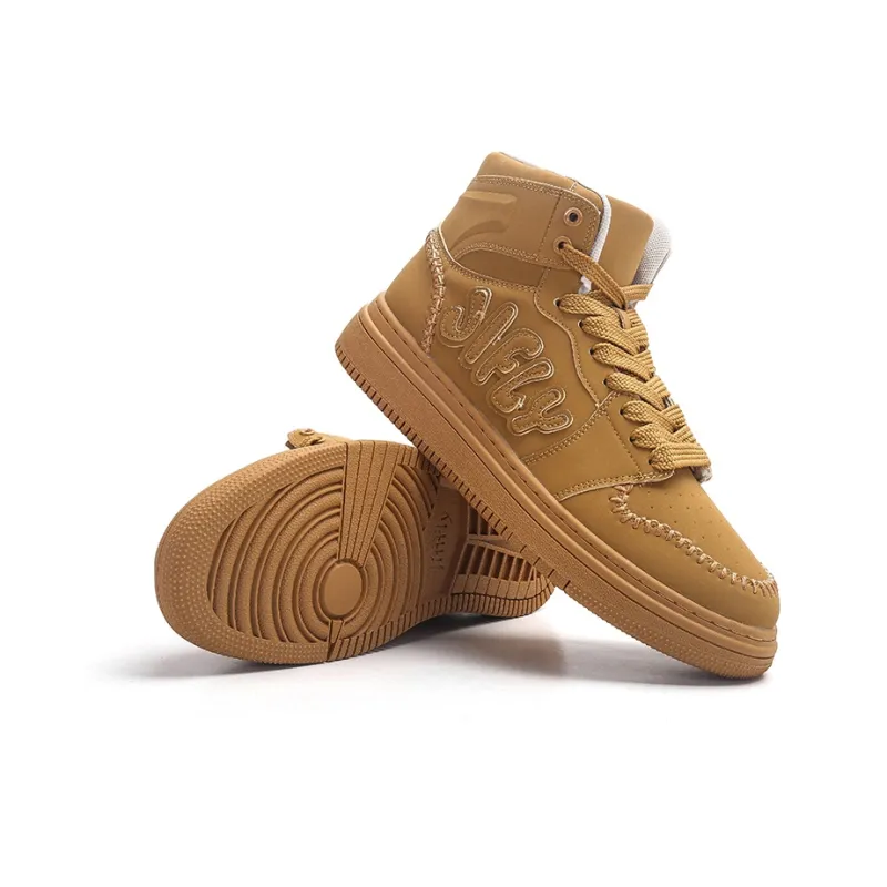 Jifffly Cushioning Coverage And Abrasion Resistant High Top Skateboard Shoes Unisex Beige-24