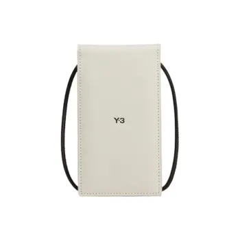 Y 3 Leather One Shoulder Crossbody Cell Phone Pouch Unisex Talc