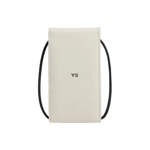 Y 3 Leather One Shoulder Crossbody Cell Phone Pouch Unisex Talc