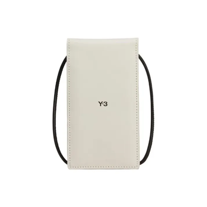 Y 3 Leather One Shoulder Crossbody Cell Phone Pouch Unisex Talc-0