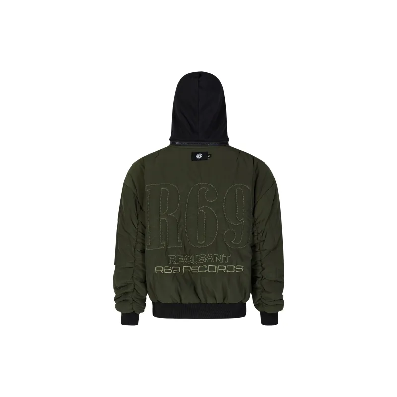 R69 Puffer Jackets Unisex Black, Lining Green-5