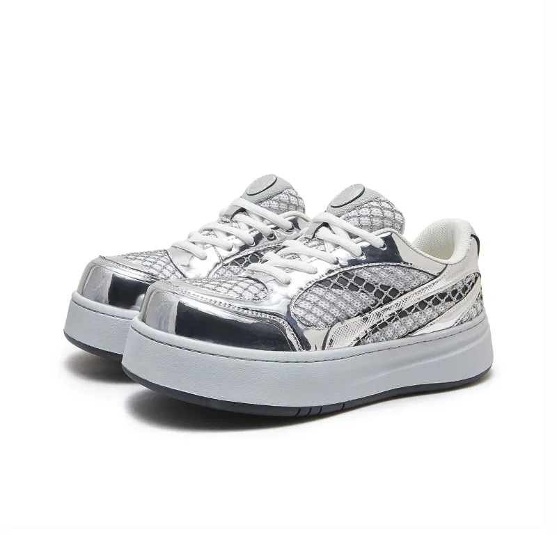 LeStream Height Increasing Support Lightweight Breathable Low Top Casual Shoes Unisex Silver-3