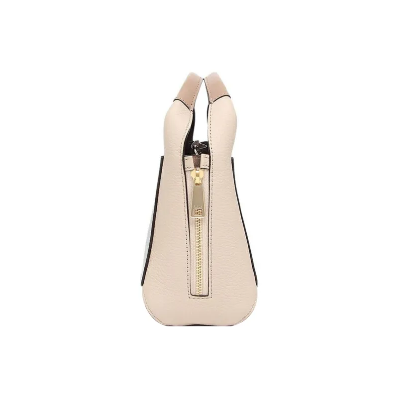 Furla Leather Tote Bag Shopping Bag Portable Crossbody Bag Shoulder Bag Mini Women's Beige Blue-4