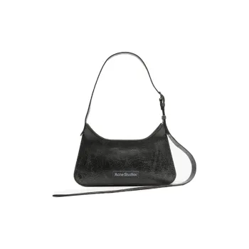 Acne Studios Platt Series Crackle Leather Handbag Shoulder Bag Women's Black