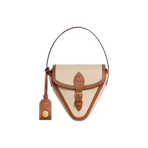 celine Taylor Canvas With Leather Canvas Bag Handbags Women's Natural & Brown Umber