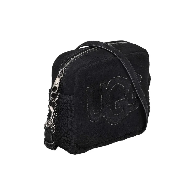 UGG Sheep Wool Leather Crossbody Bag Shoulder Bag Small Size Women's Black-1