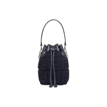 FENDI Mon Tresor Wool Knitted Fabric Bucket Bags Shoulder Bag Crossbody Bag Handbag Mini Women's Blue