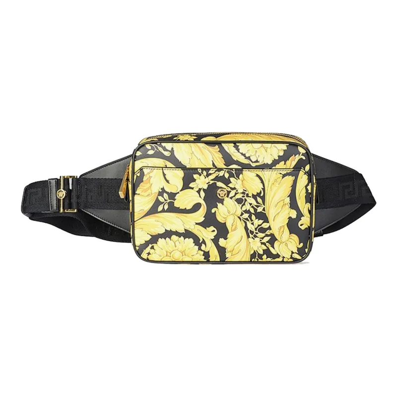 FANSIZHE Cow Leather Fanny Pack Sling Bags Unisex Black & Yellow-3