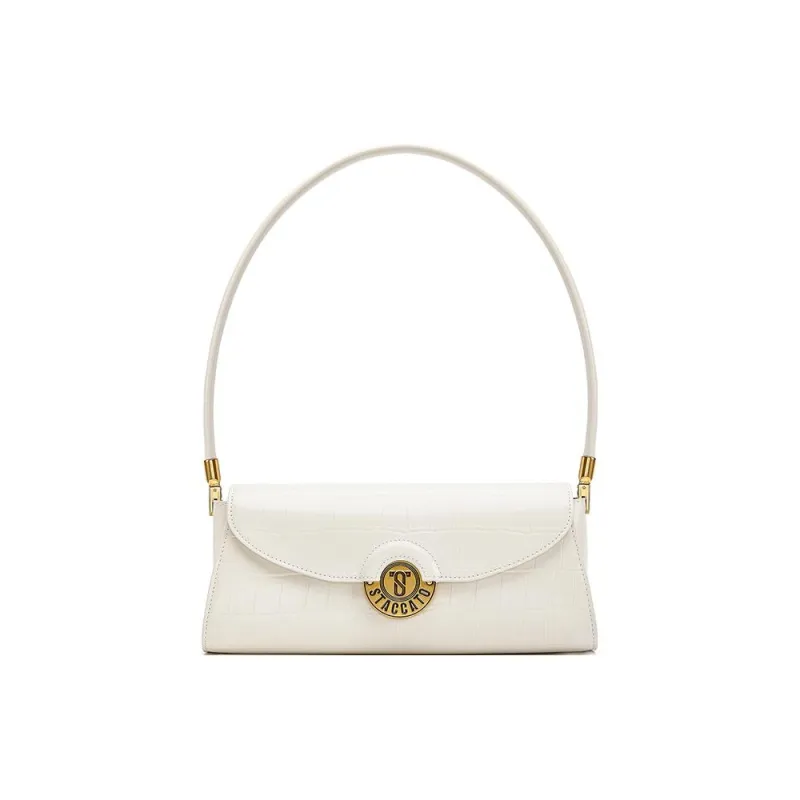 Staccato Cow Leather Shoulder Bag Regular Women's Cream White/Khaki Deep Apricot/Nightfall Black/Haze Blue-5