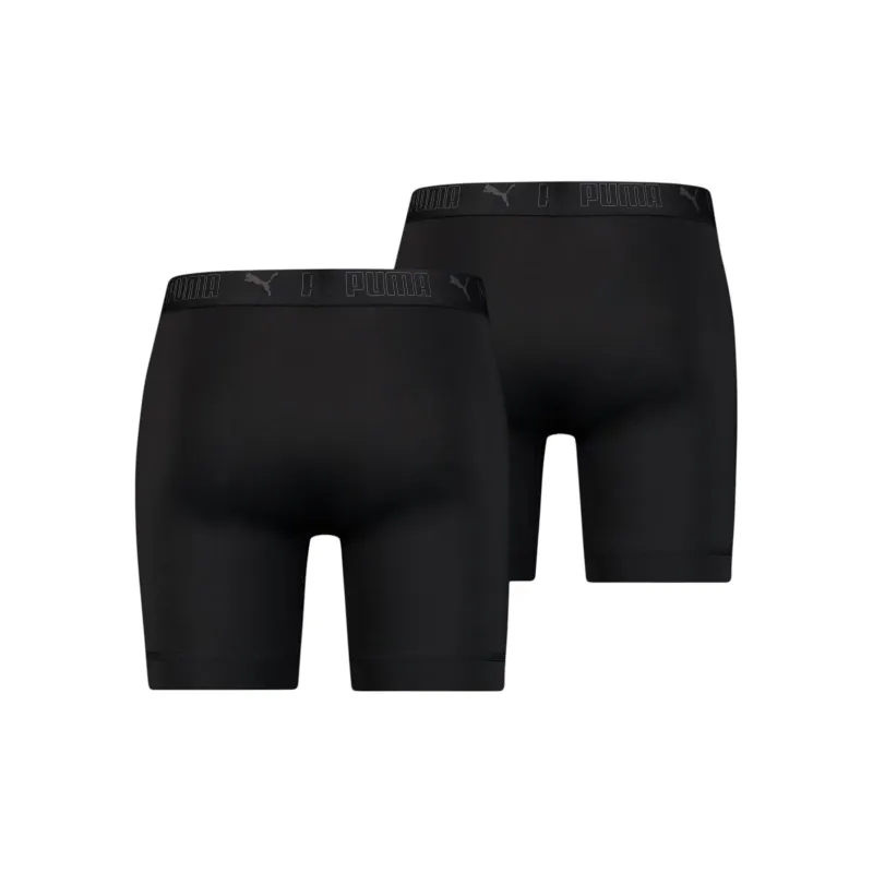 PUMA Boxer Sport Long En Microfibre Pour Homme Underpants Men's 2 Pack Black-1
