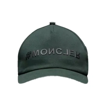 Moncler Gabardine Cotton Baseball Caps Men's Gray Green