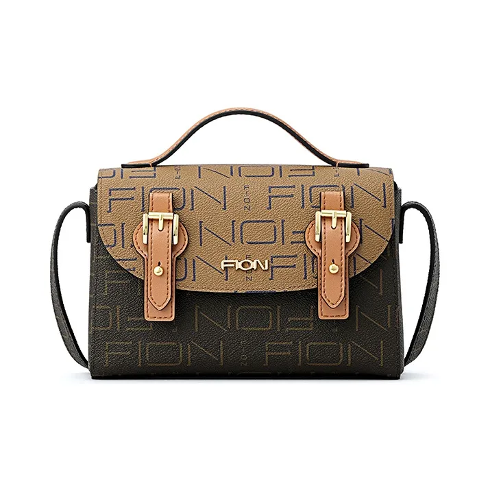 FION Artificial Leather Handbag Shoulder Bag Crossbody Bag Medium Size Women's Coffee/Tea/Caramel/Coffee-5
