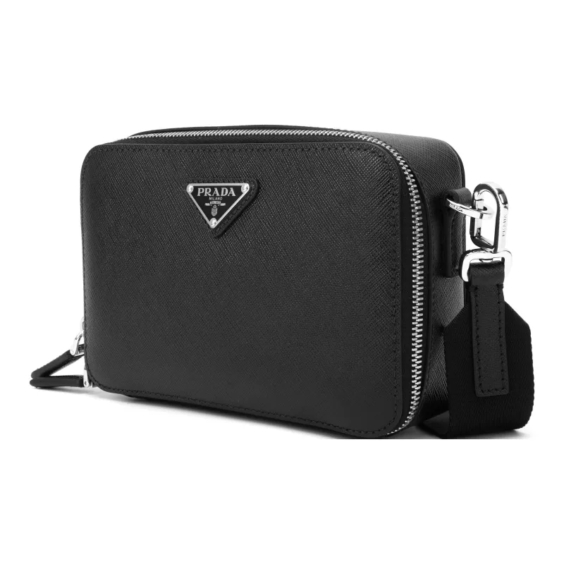 PRADA Leather Handbag Shoulder Bags Men's Black-1