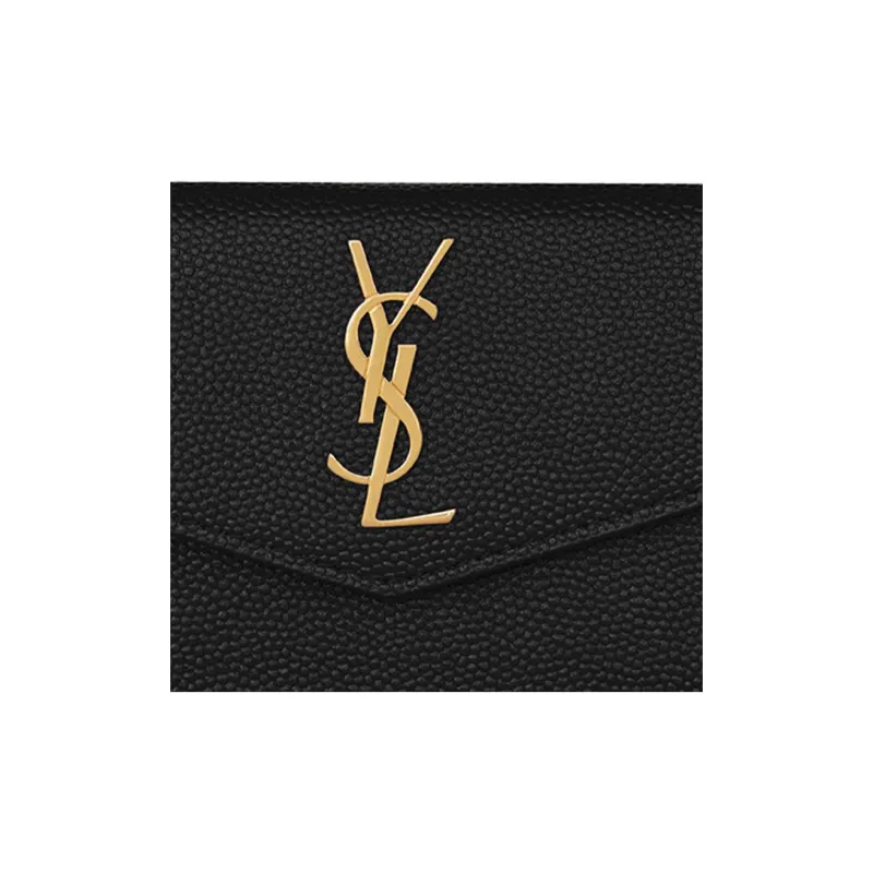 SAINT LAURENT UPTOWN Calfskin Business Card Holder Women's Black-4