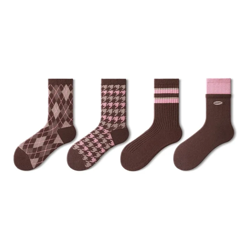 Primeet Mid Calf Socks Women's 4 Pack-4
