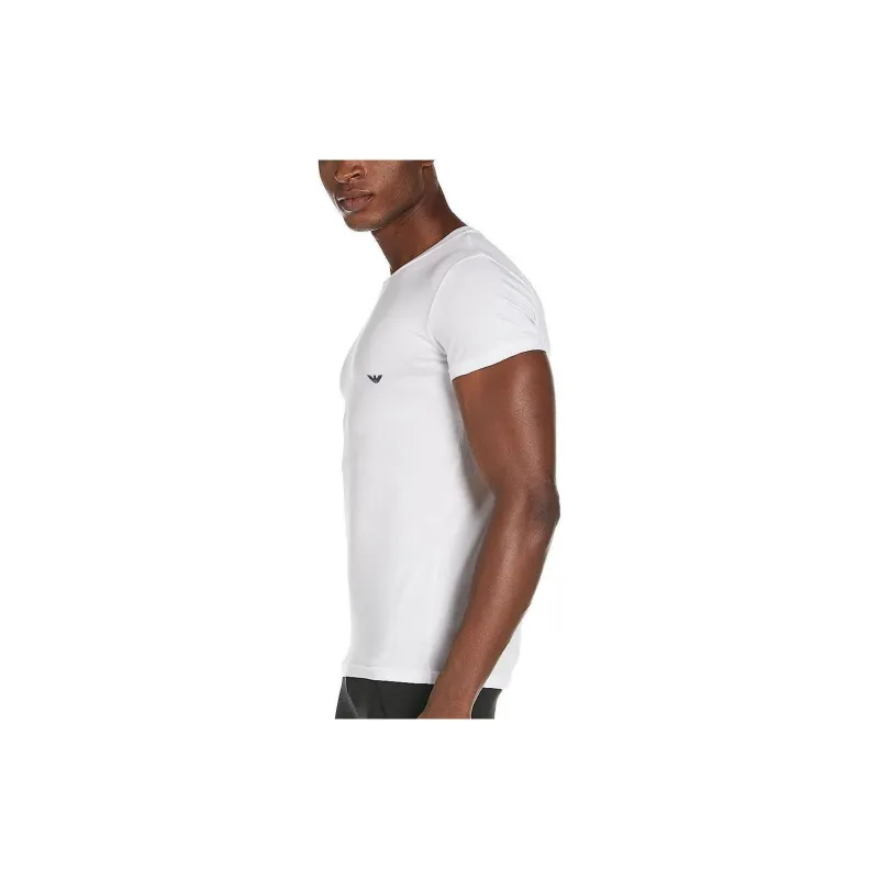 EMPORIO ARMANI Solid Color Crew Neck Pullover Short Sleeved T Shirt Men's White-2
