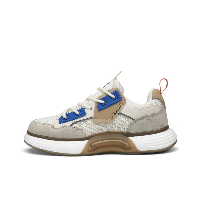 OFF-WIERAH Cushioned Wear-Resistant Breathable Impact-Resistant Height Increasing Mid-Top Casual Shoes Unisex-13