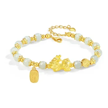 YINCHIE S925 Silver Bracelet Good Luck Pale Greenish-White Jade Women's