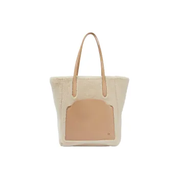 Loro Piana Sesia Shearling Tote Bag Shopping Bag Handbag Large Size Women's Beige