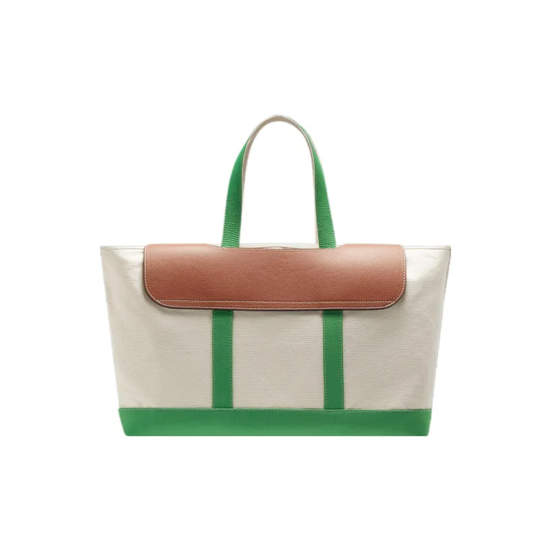Moncler PALM ANGELS Collaboration Canvas Tote Bag, Shopping Bag, Shoulder Bag, Handbag Unisex White & Green-2