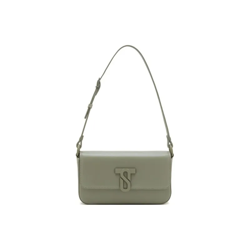 Staccato Cow Leather Shoulder Bag Women's Pink/Ecru/Light Gray Green-12