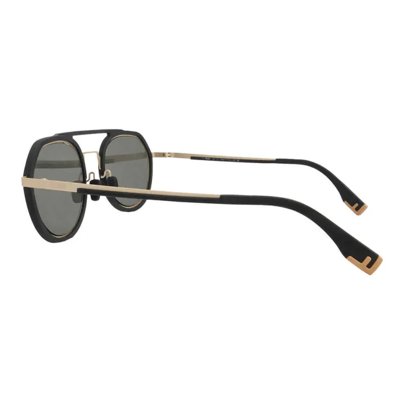 FENDI Plate And Metal Plastic Metal Aviator Sunglasses Men's Gold/Black-2