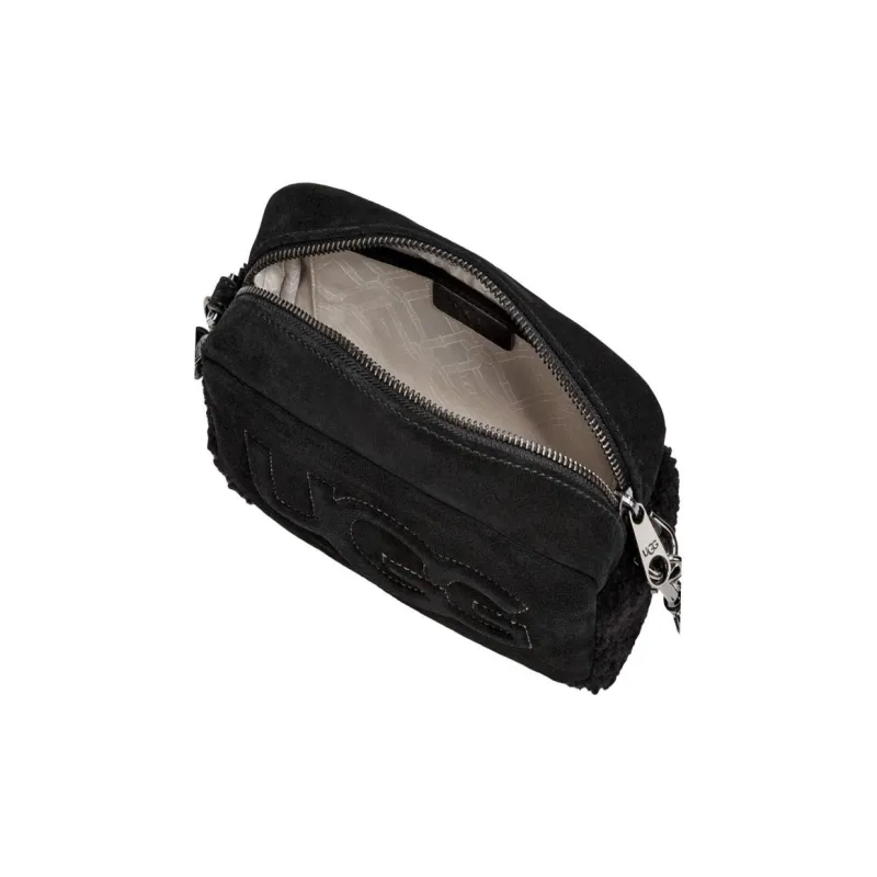 UGG Sheep Wool Leather Crossbody Bag Shoulder Bag Small Size Women's Black-3