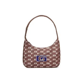 GF Nylon Shoulder Bag Handbag Medium Size Women's Brown/Light Blue