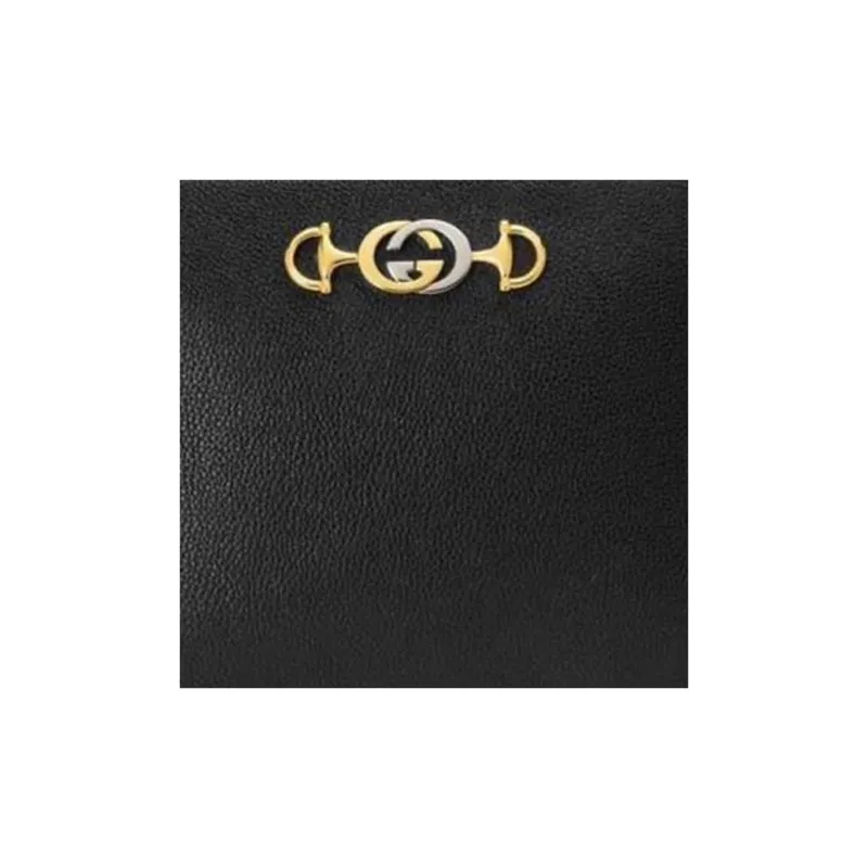 GUCCI Zumi Grained Leather Clutch Large Size Women's Black-4