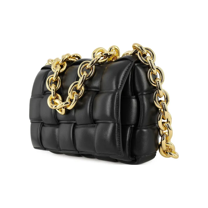 Bottega Veneta Chain Cassette Gold tone Crossbody Bag Black-1