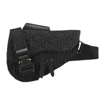 DIOR Oblique Printed Canvas Saddle Bag Shoulder Bag Crossbody Bag Women's Black