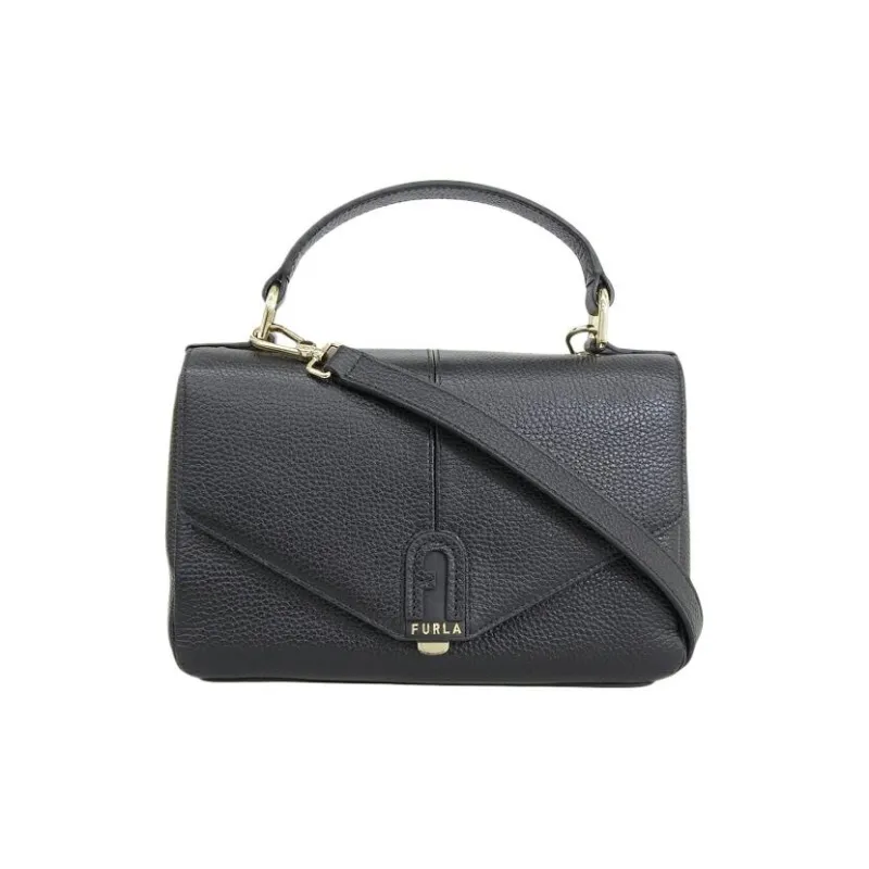 Furla Leather Shoulder Bag, Crossbody Bag, Handbag Trumpets Women's Black-0