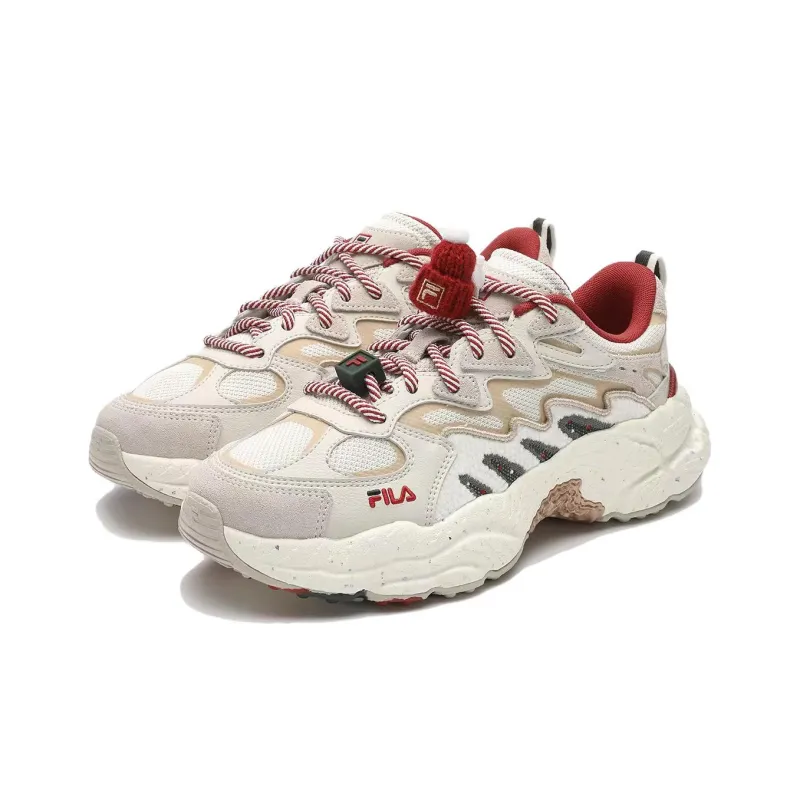 FILA Fern Fern Sneakers XMAS Slip-Resistant Low-Top Chunky Sneakers Women's Beige Red-1