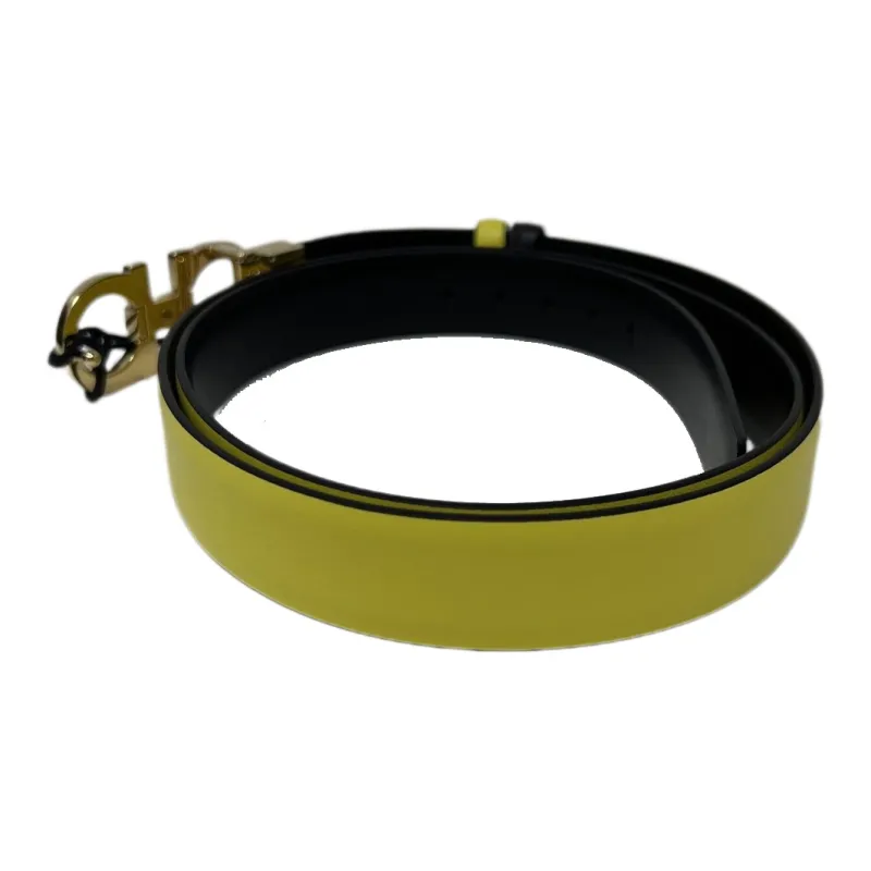 FERRAGAMO Letter Logo Smooth Buckle Women's Yellow Width  2.5CM-1