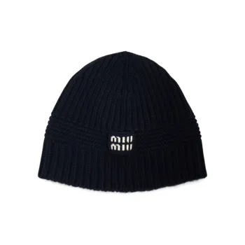 MIU MIU Fabric Beanies Women's Dark Blue