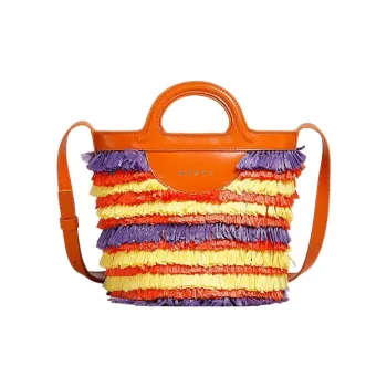 MARNI TROPICALIA Cow Leather Bucket Bag, Shoulder Bag, Crossbody Bag, Handbag Mini Women's Orange