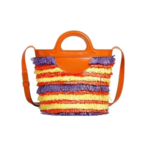 MARNI TROPICALIA Cow Leather Bucket Bag, Shoulder Bag, Crossbody Bag, Handbag Mini Women's Orange