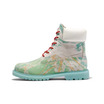 Timberland Women's Ski School Heritage 6 Inch Boot 'Trail Maps   Blue Green Nubuck'