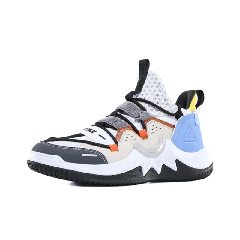 PEAK Iridescent Abrasion Resistant Breathable Low Top Basketball Shoes Men's Dark Coffee-2