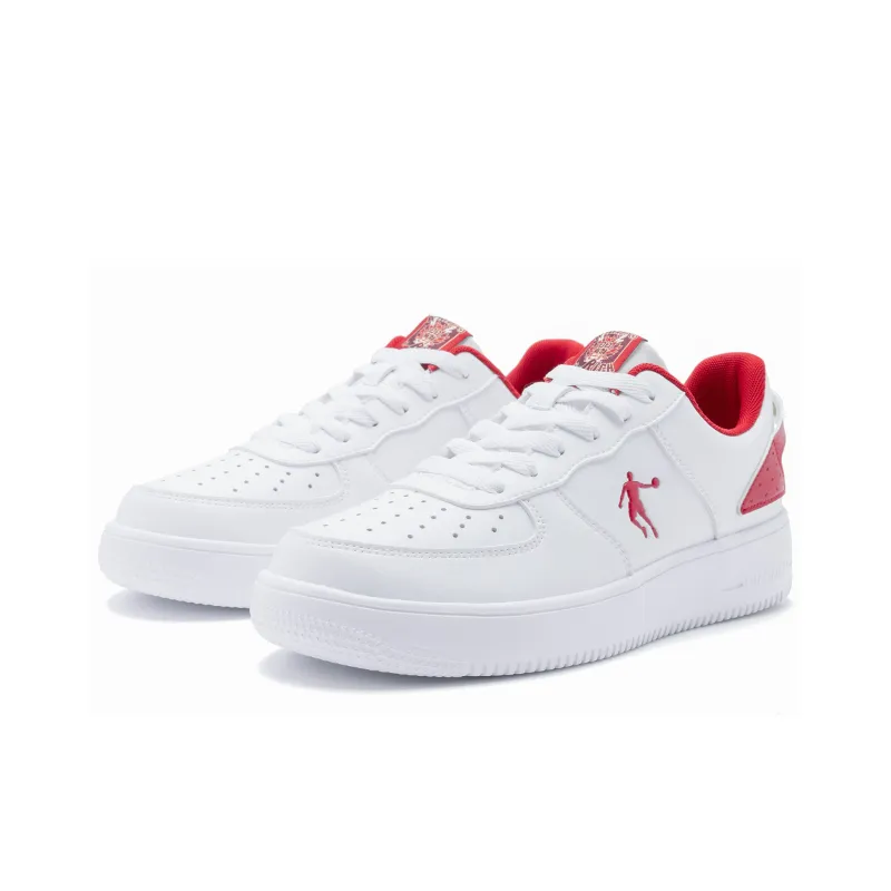 QIAODAN Skateboard Shoes Men Low Top White Red-2