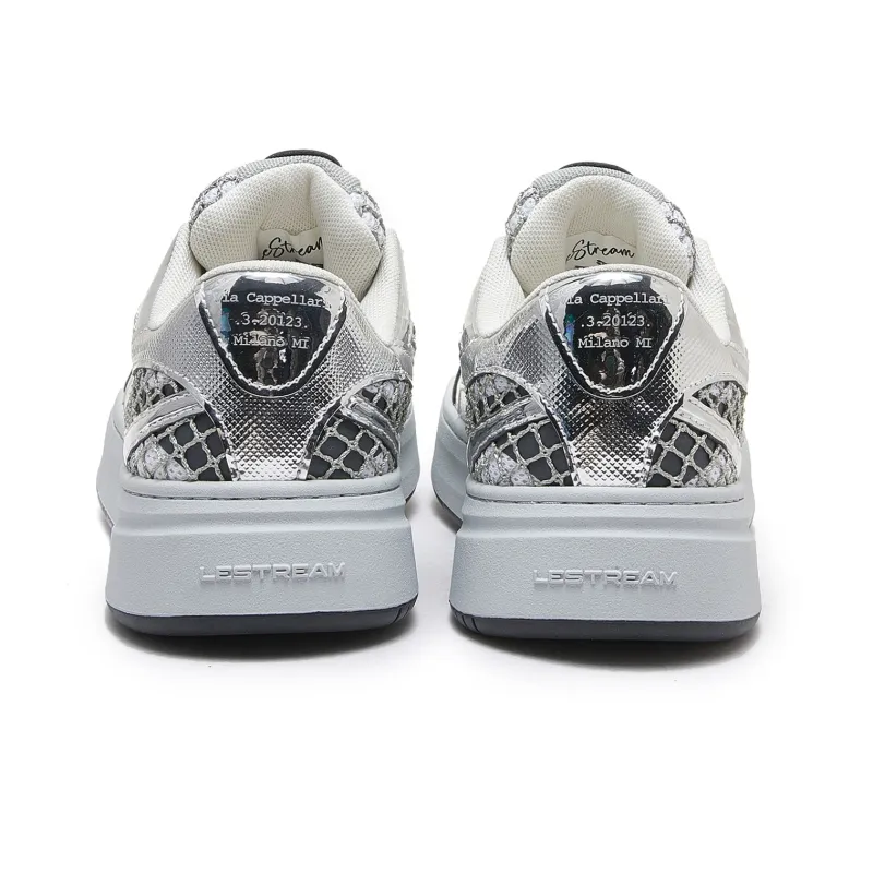 LeStream Height Increasing Support Lightweight Breathable Low Top Casual Shoes Unisex Silver-4