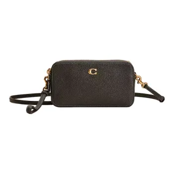 COACH Kira Polished Pebbled Leather Shoulder Bag Crossbody Bag Small Size Women's Brass Multicolor Amazon Green